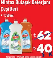 MİNTAX BULAŞIK DETERJANI ÇEŞİTLERİ 1350 ML